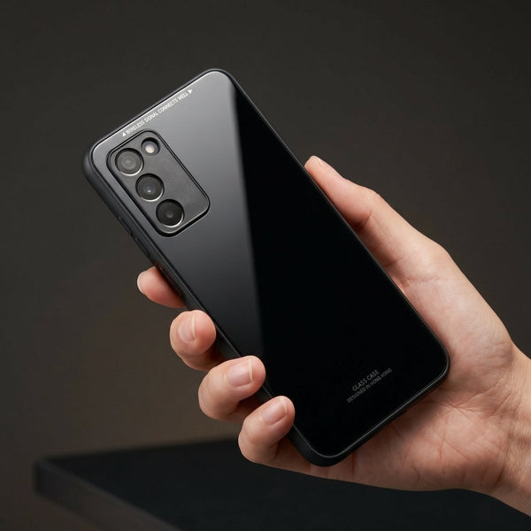 Black Glass case for Oppo A55 5G - The Hatke
