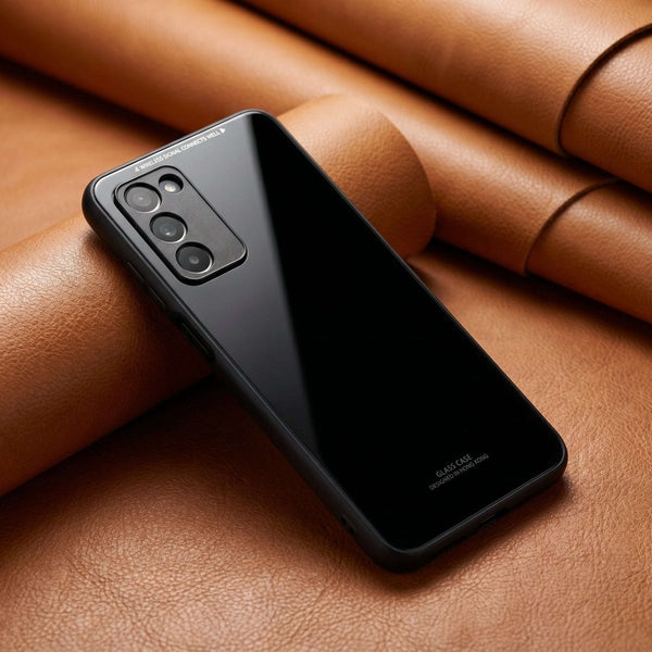 Black Glass case for Oppo A55 5G - The Hatke