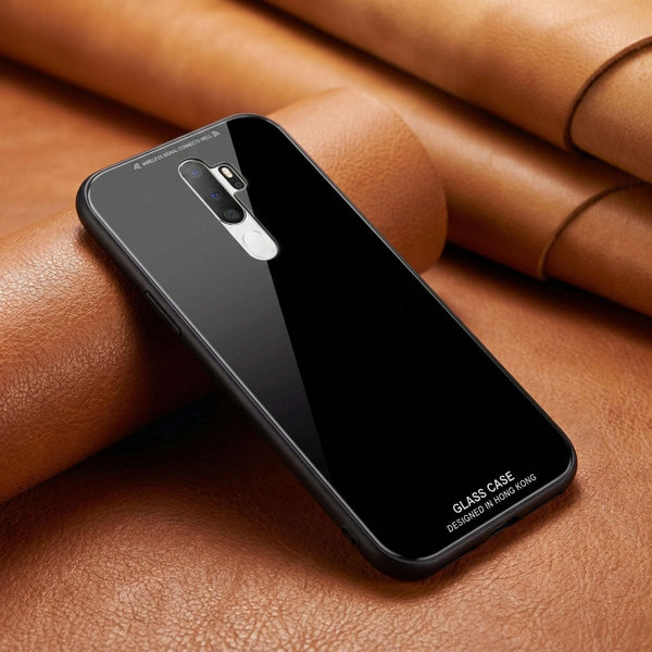 Black Glass case for Oppo A9 2020 - The Hatke