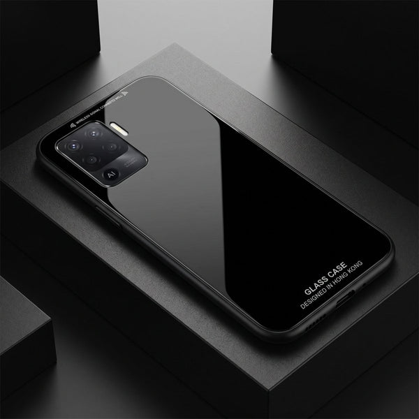 Black Glass case for Oppo F19 Pro - The Hatke