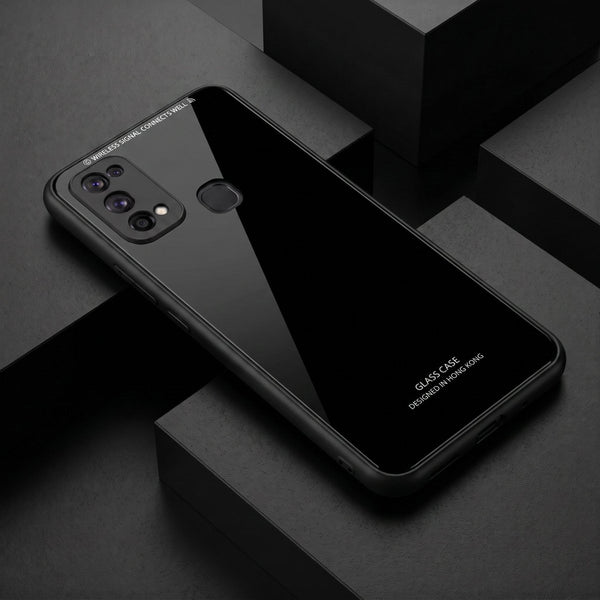 Black Glass case for Realme 7 pro - The Hatke