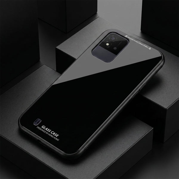 Black Glass case for Realme Narzo 50i - The Hatke
