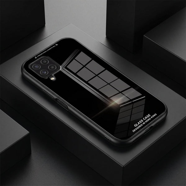 Black Glass case for Samsung M12 - The Hatke
