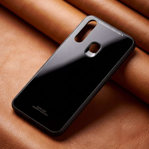Black Glass case for Vivo Y19 - The Hatke