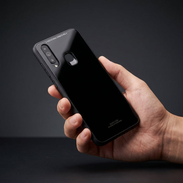 Black Glass case for Vivo Y19 - The Hatke