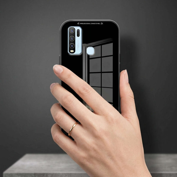 Black Glass case for Vivo Y50 - The Hatke