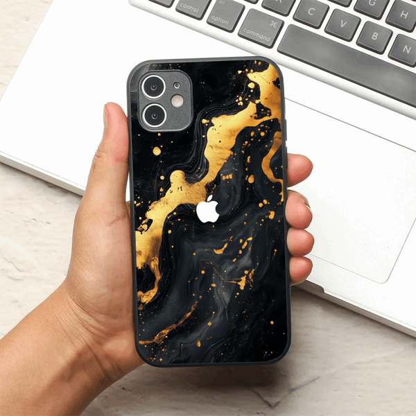 Black Gold Blaze MB Case for Apple Iphone 11 - The Hatke