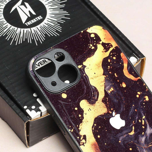 Black Gold Blaze MB Case for Apple Iphone 15 - The Hatke