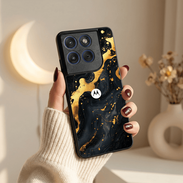Black Gold Blaze MB Case for Motorola Edge 70 - The Hatke