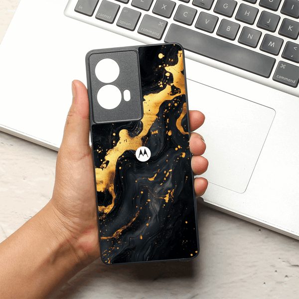 Black Gold Blaze MB Case for Motorola G96 - The Hatke