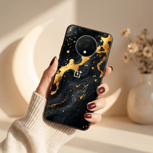 Black Gold Blaze MB Case for Oneplus 7T - The Hatke