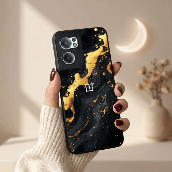 Black Gold Blaze MB Case for Oneplus Nord CE 2 - The Hatke
