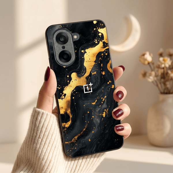 Black Gold Blaze MB Case for Oneplus Nord CE 5 - The Hatke