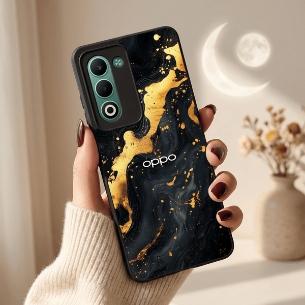 Black Gold Blaze MB Case for Oppo A5 5G - The Hatke