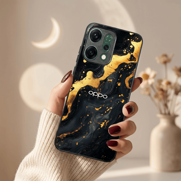 Black Gold Blaze MB Case for Oppo Reno 14 Pro - The Hatke