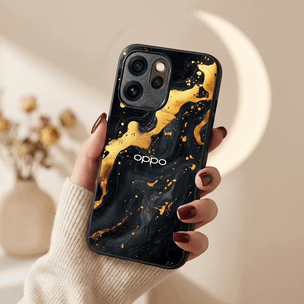 Black Gold Blaze MB Case for Oppo Reno 15 Pro - The Hatke