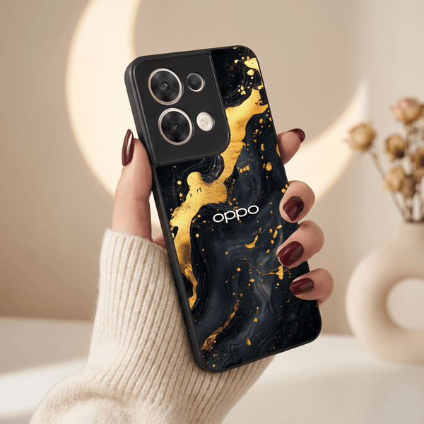 Black Gold Blaze MB Case for Oppo Reno 8 - The Hatke