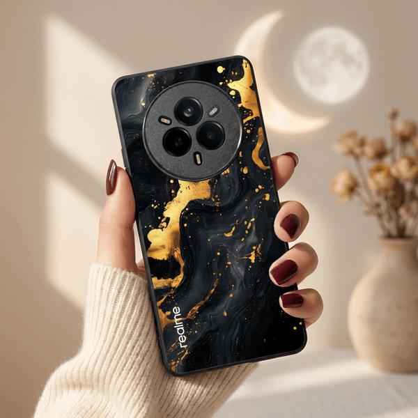 Black Gold Blaze MB Case for Realme 14 Pro - The Hatke