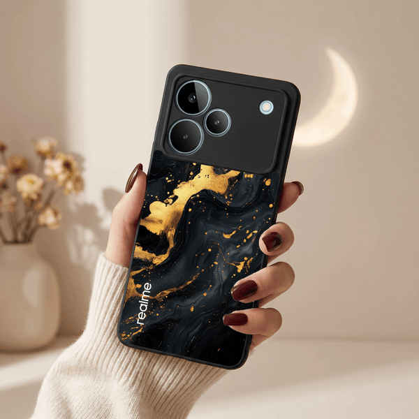 Black Gold Blaze MB Case for Realme P4 Pro - The Hatke