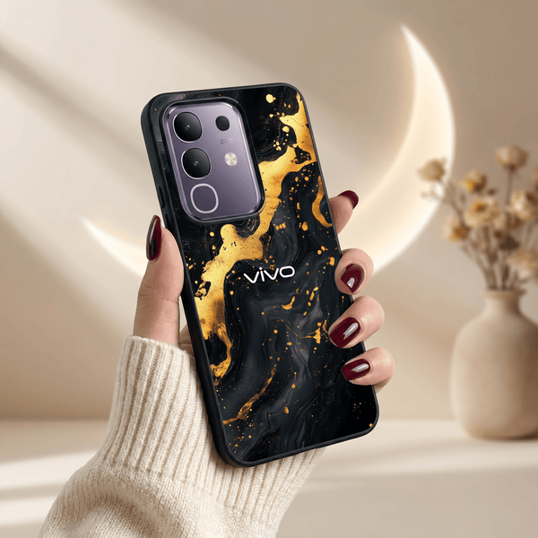 Black Gold Blaze MB Case for Vivo T4X - The Hatke