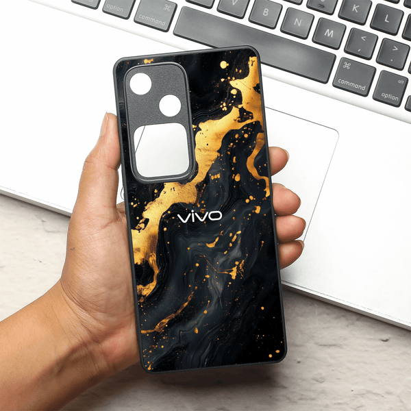 Black Gold Blaze MB Case for Vivo V30 - The Hatke
