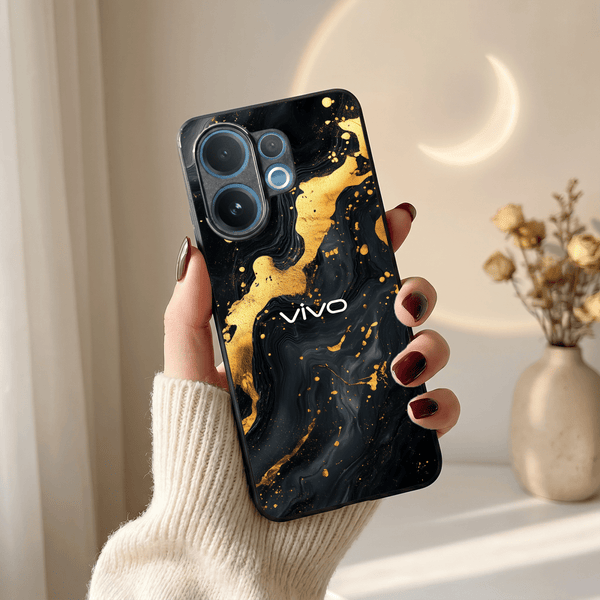 Black Gold Blaze MB Case for Vivo V60 - The Hatke