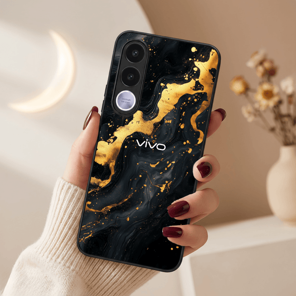 Black Gold Blaze MB Case for Vivo V70 FE - The Hatke