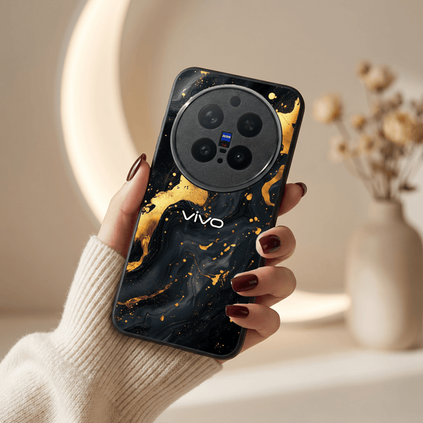 Black Gold Blaze MB Case for Vivo X300 Pro - The Hatke