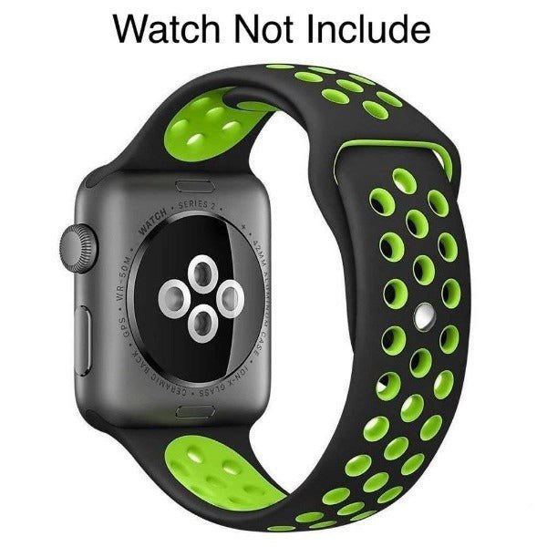 Black Green Dotted Silicone Strap For Apple Watch Series 1 (38mm/40mm/41mm) - The Hatke