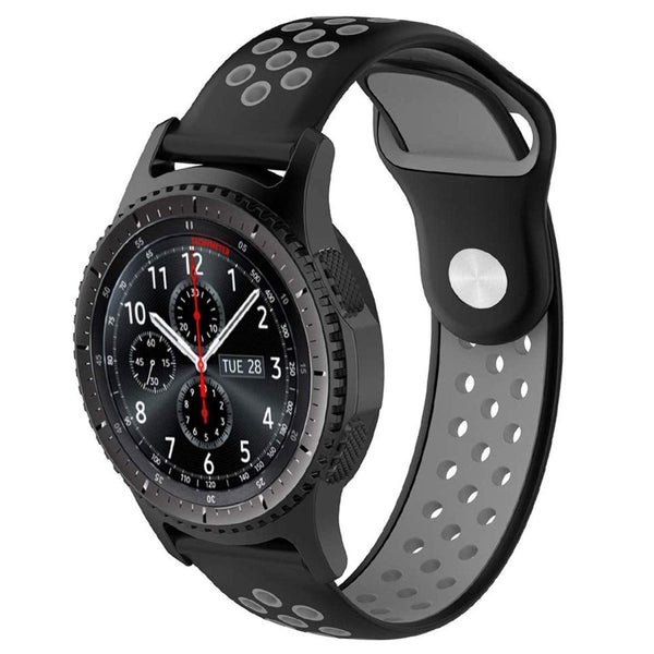 Black Grey Dotted Silicone Strap For Smart Watch (20mm) - The Hatke