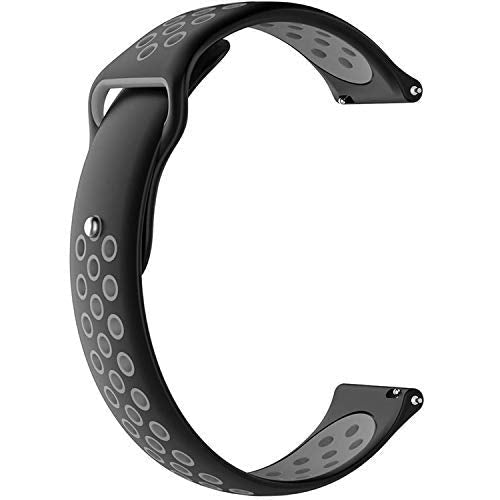 Black Grey Dotted Silicone Strap For Smart Watch (20mm) - The Hatke