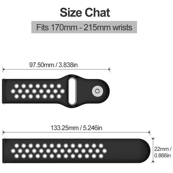 Black Grey Dotted Silicone Strap For Smart Watch (20mm) - The Hatke