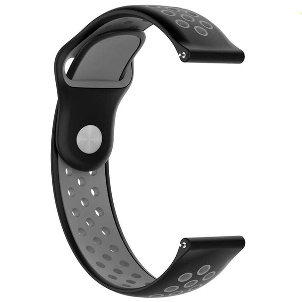 Black Grey Dotted Silicone Strap For Smart Watch (20mm) - The Hatke