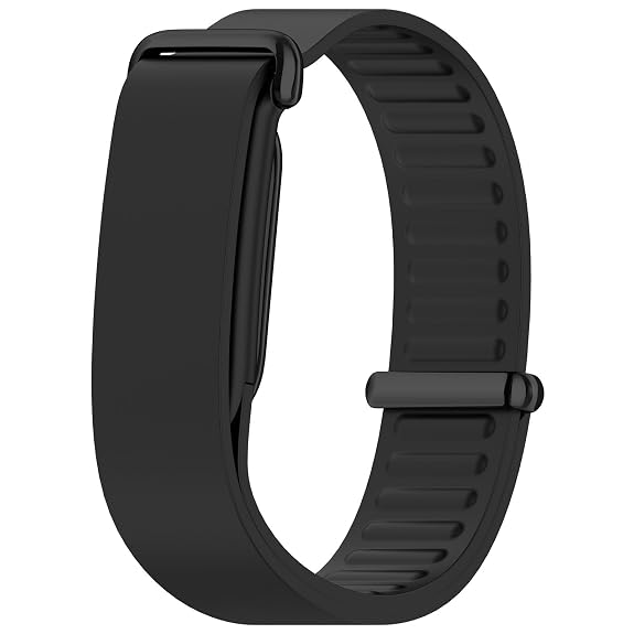 Black Hard Metal Lock Silicone Strap For Google Fitbit Air - The Hatke