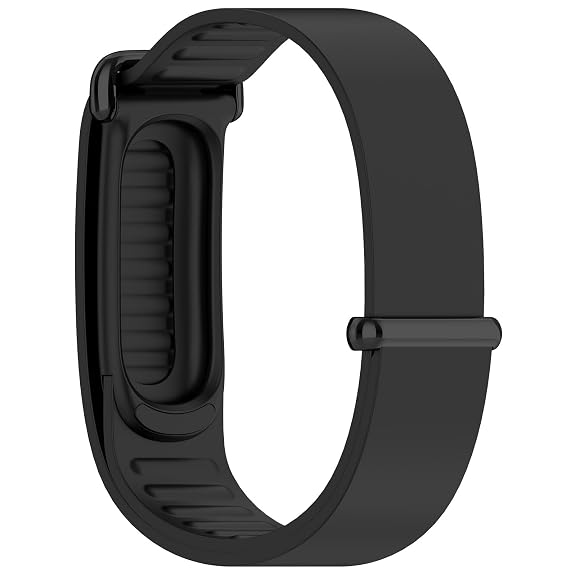 Black Hard Metal Lock Silicone Strap For Google Fitbit Air - The Hatke