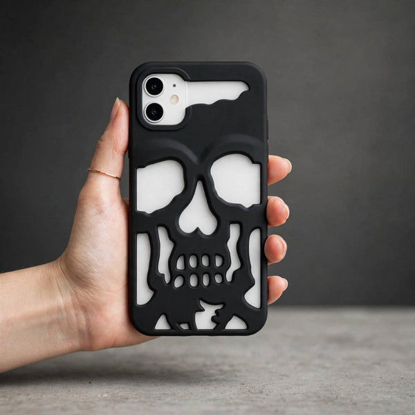 Black Hollow Skull Design Silicone case for Apple iphone 11 - The Hatke