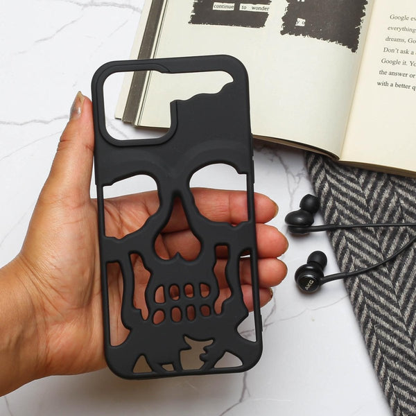 Black Hollow Skull Design Silicone case for Apple iphone 12 Pro - The Hatke