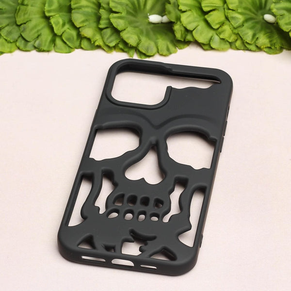 Black Hollow Skull Design Silicone case for Apple iphone 12 Pro - The Hatke