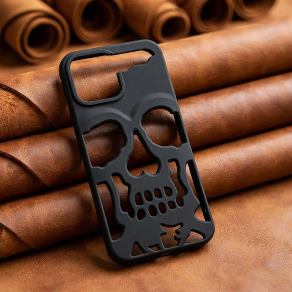 Black Hollow Skull Design Silicone case for Apple iphone 14 Pro Max - The Hatke