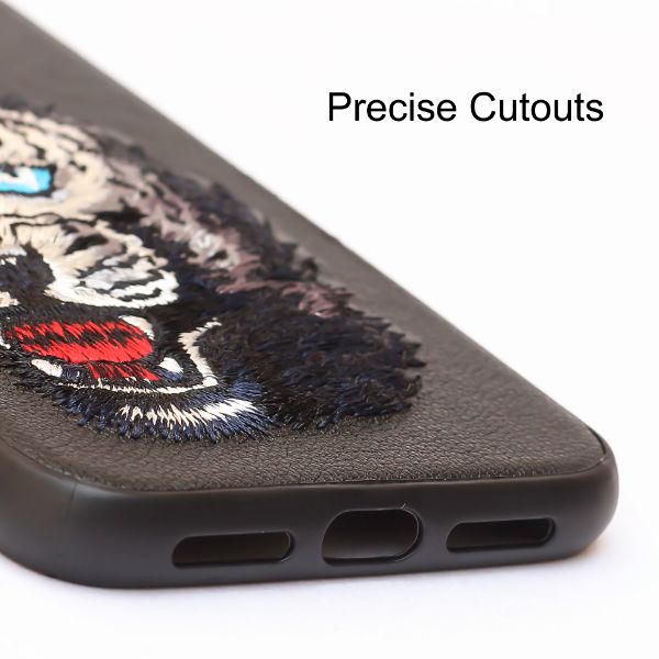 Black Leather Blue Lion Ornamented for Apple iPhone 13 - The Hatke