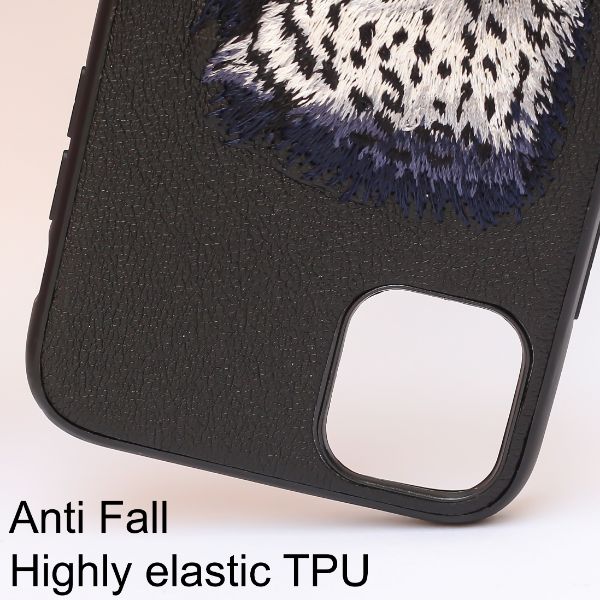 Black Leather Blue Lion Ornamented for Apple iPhone 13 - The Hatke