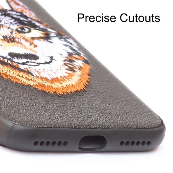 Black Leather Brown Fox Ornamented for Apple iPhone 7 - The Hatke