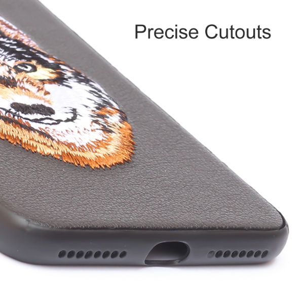 Black Leather Brown Fox Ornamented for Apple iPhone 7 Plus - The Hatke