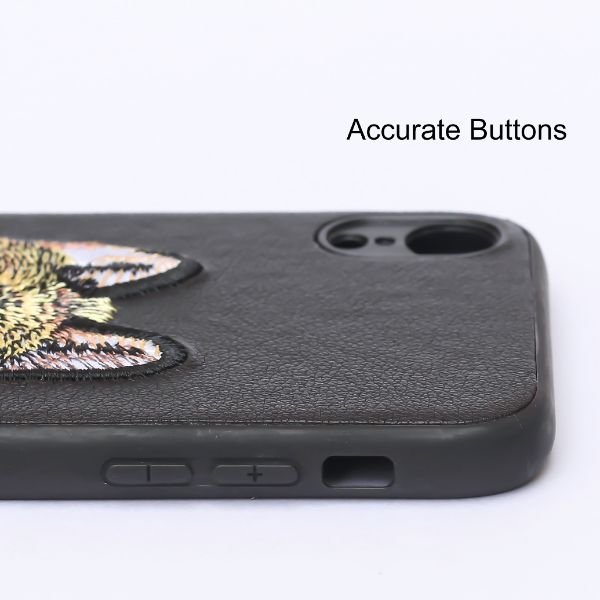 Black Leather Brown Fox Ornamented for Apple iPhone XR - The Hatke
