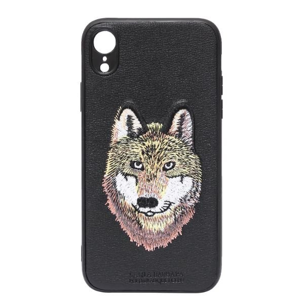 Black Leather Brown Fox Ornamented for Apple iPhone XR - The Hatke