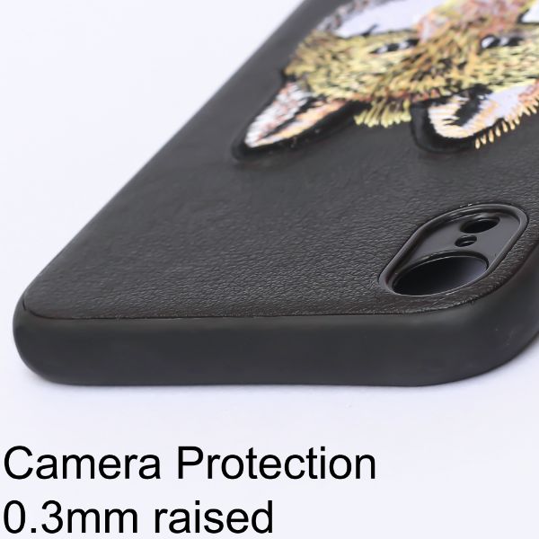 Black Leather Brown Fox Ornamented for Apple iPhone XR - The Hatke