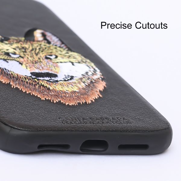 Black Leather Brown Fox Ornamented for Apple iPhone XR - The Hatke