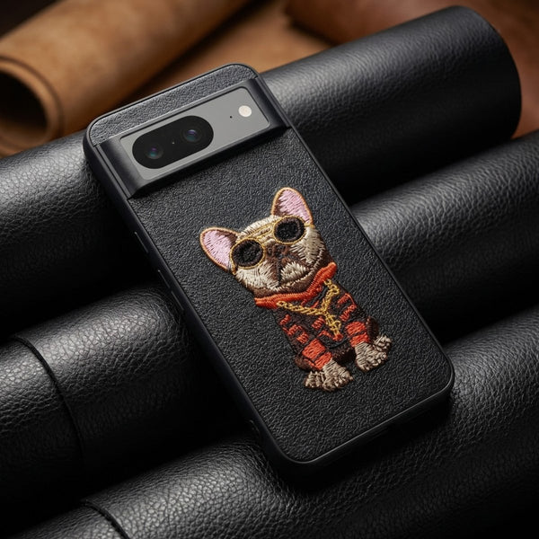 Black Leather Bulldog OC Ornamented for Google Pixel 8 - The Hatke
