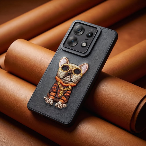Black Leather Bulldog OC Ornamented for Motorola Edge 50 Pro - The Hatke