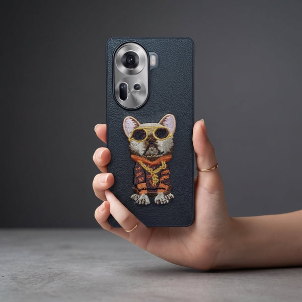 Black Leather Bulldog OC Ornamented for Oppo Reno 11 - The Hatke
